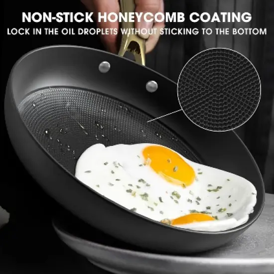 imarku Professional Cooking Utensils , Nonstick Cast Iron Skillets 2pcs, 10 Inch, 12 Inch Frying Pans with Lid, Cast Iron Pan, Dishwasher Safe image {3}