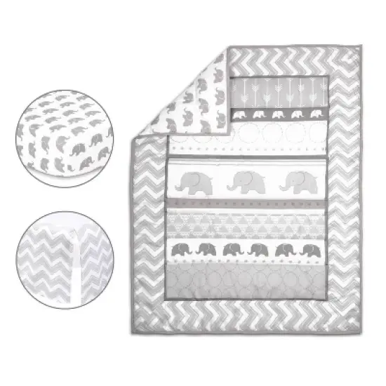 The Peanutshell Elephant Walk Baby Crib Bedding Set - 3pc image {1}