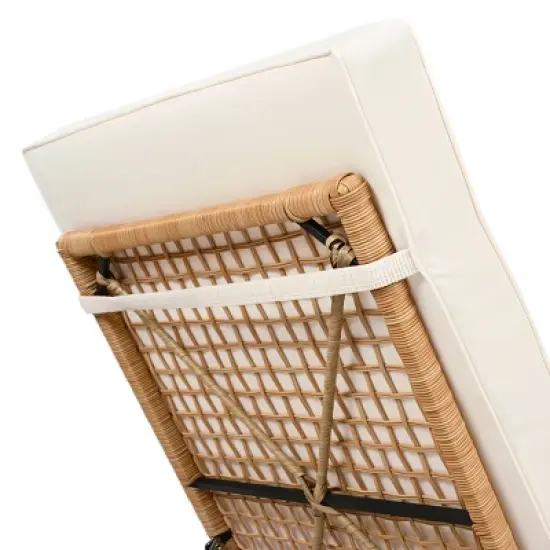 Adjustable 5-Position Rattan Outdoor Lounge Chair with Wheels, Cushions, Weather-Resistant Frame for Patio & Pool -Coolbibila image {6}