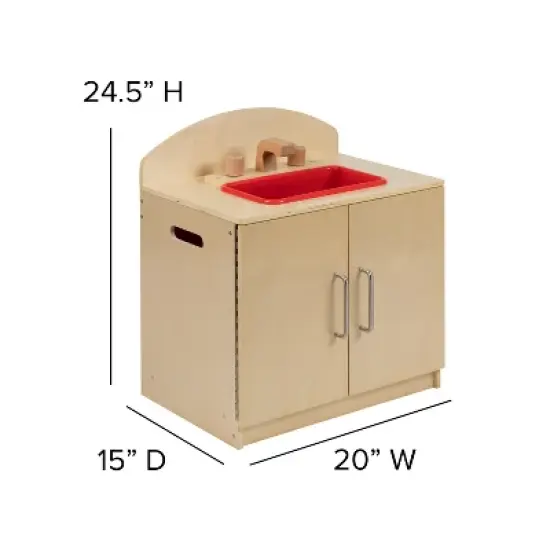 Emma and Oliver Children's Wooden Kitchen Sink with Turnable Knobs for Commercial or Home Use image {9}