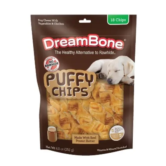 DreamBone Peanut Butter Puffy Chips Chews Dog Treats - 8.8oz image {6}