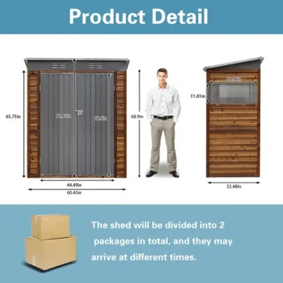 Outdoor Carports and Storage Shed with Iron-Wood Combination, Waterproof & Ventilated Tool Organizer for Backyard, Lawn Equipment and Supplies image {4}