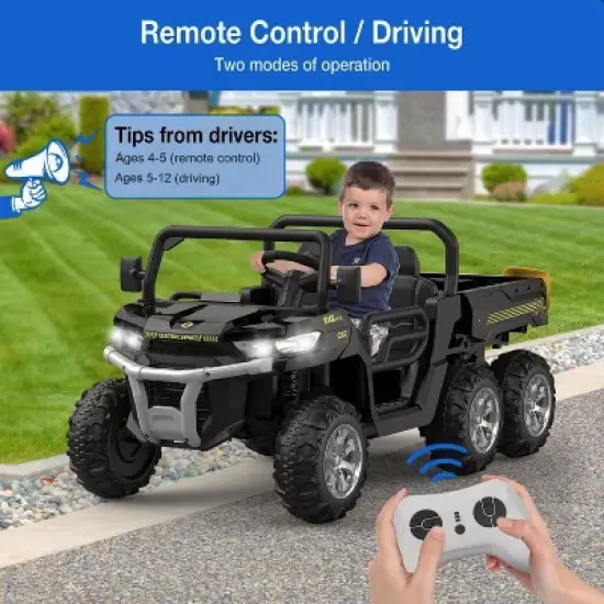 24V Electric Child Ride-On Dumper, 2-Seater 6-Wheel RC Vehicle, ASTM Approved Child Ride-On Toy Vehicle w/ Parental Controls & Music image {2}