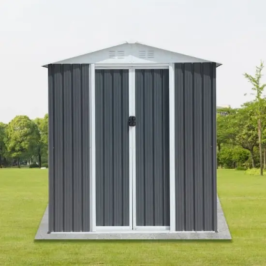 Metal Garden Storage Shed with Pent Roof,Aluminum Outdoor Tool Bike Storage Shed with Sliding Door,Weatherproof Metal Shed-Coolbibila image {5}