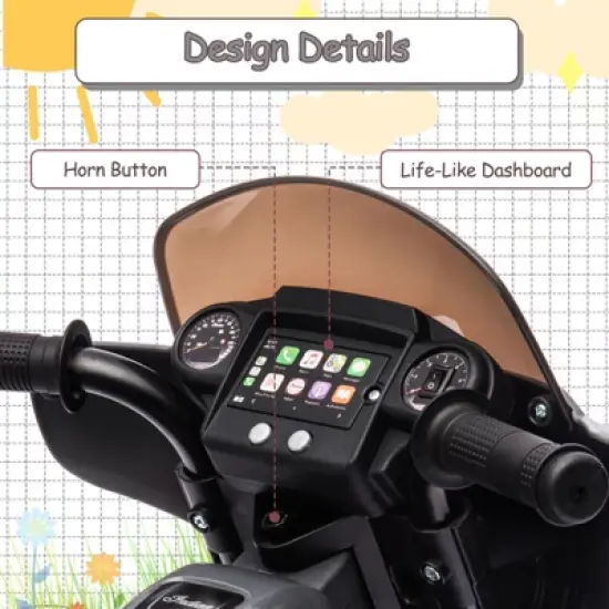 6V Electric Dirt Bike for Kids, Kids Ride-On Motorcycle Toys with USB, AUX, Music, and Headlight for Toddlers Aged 2-8 image {4}