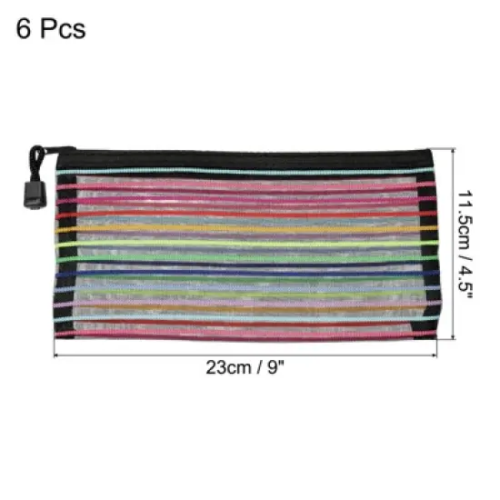 Unique Bargains Mesh Document Pencil Office Storage Zipper Pouches 6 Pcs image {1}