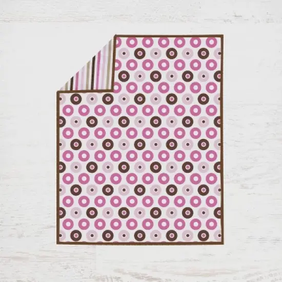 Bacati - Mod Dots Stripes Pink Fuschia Beige Chocolate 3 pc Crib Bedding Set image {1}