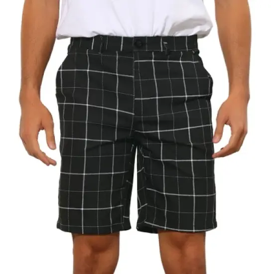 Lars Amadeus Men's Summer Flat Front Checked Chino Shorts image {5}