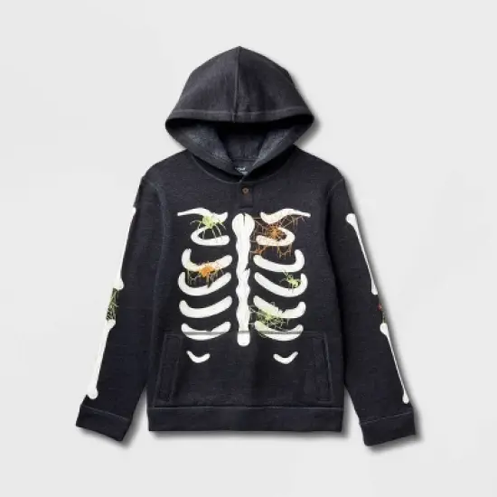 Kids' Adaptive Halloween Fleece Pullover Hoodie Sweatshirt - Cat & Jack&trade; Black image {4}