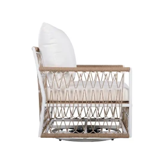 FIONECA 360&iexcl;&atilde; Swivel Bohemian Outdoor Lounge Chair with Handwoven Rope & Powder-Coated Steel Frame, Waterproof Cushions &uml;C Patio, Garden, Poolside image {6}