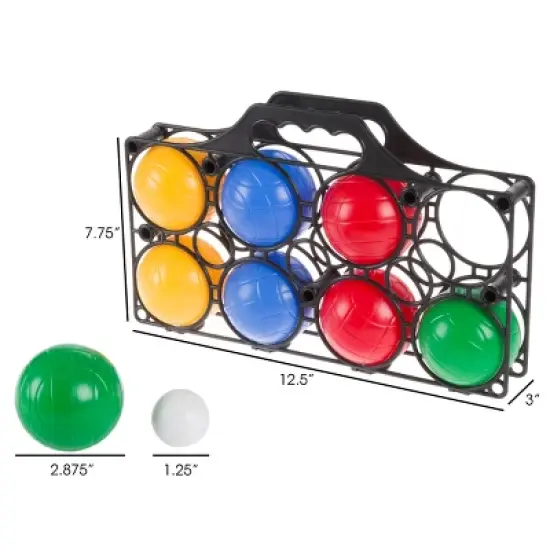 Toy Time Beginner Bocce Ball Set With 8 Colorful Bocce Balls, Pallino and Carrying Case image {2}