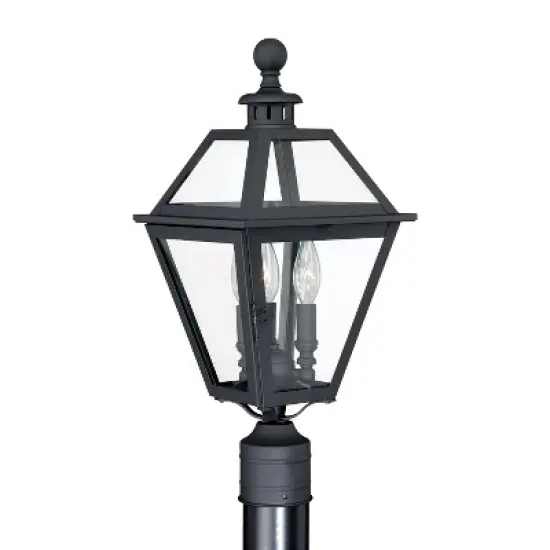 VAXCEL Nottingham 3L Black Outdoor Empire Post Light Clear Glass image {7}