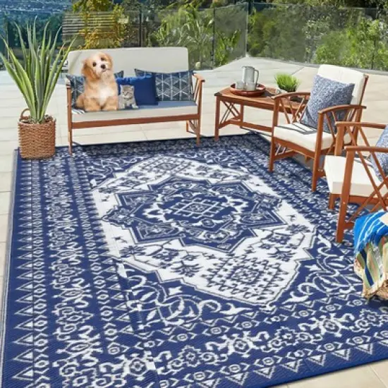 Outdoor Rug Waterproof Reversible Rug Plastic Straw Rug image {7}