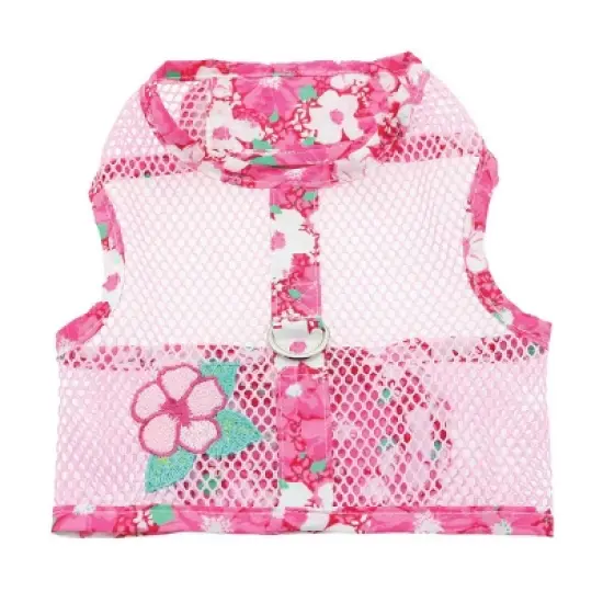 Doggie Design Cool Mesh Hawaiian Hibiscus Dog Harness with Leash-Pink image {1}