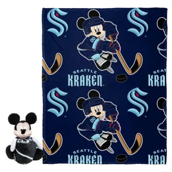 NHL Seattle Kraken Mickey Silk Touch Throw Blanket and Hugger image {1}