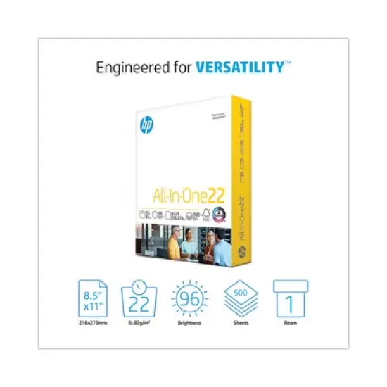 HP Papers All-In-One22 Paper, 96 Bright, 22 lb Bond Weight, 8.5 x 11, White, 500/Ream image {1}