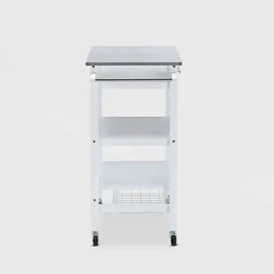 Hennington Kitchen Cart with Stainless Steel Top White - Boraam image {1}