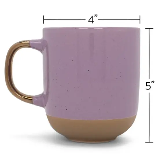 Elanze Designs Speckled 16 ounce Ceramic Mugs With Metallic Handle Set of 4, Purple image {3}