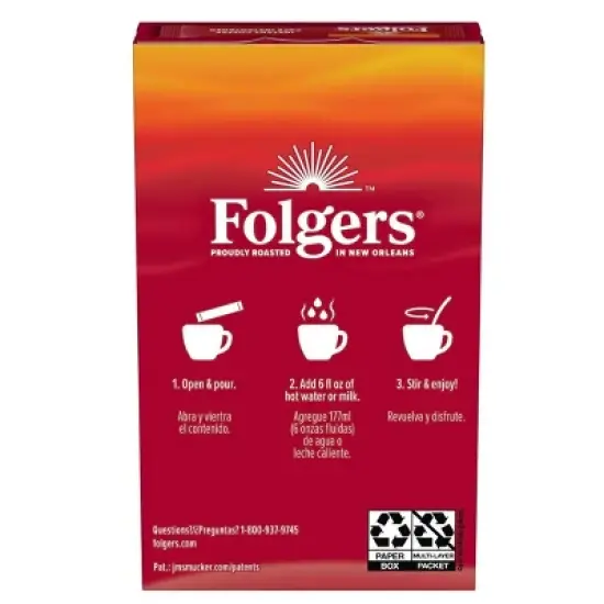 Folgers Classic Roast Single Serve Medium Roast Instant Coffee Packets, 7ct (Pack of 4) image {1}