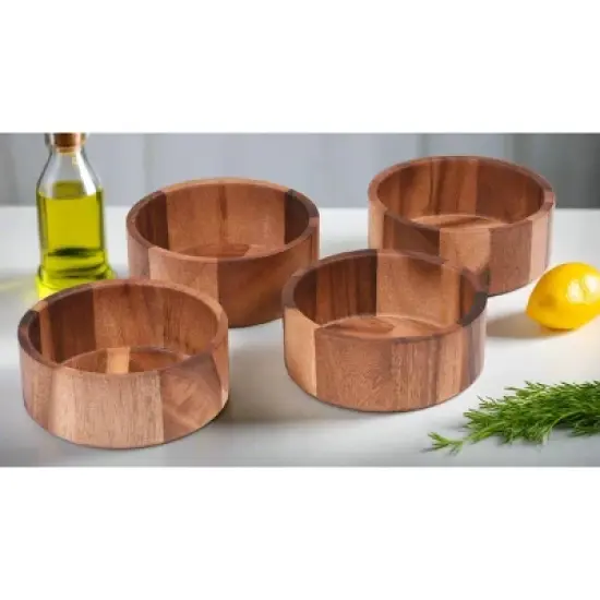 Kalmar Home Solid Acacia Individual Salad Bowl  Set of 4 image {1}