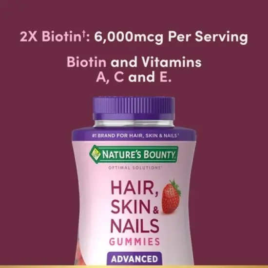 Nature's Bounty Optimal Solutions Advanced Hair, Skin & Nails Gummies with Biotin - 80ct image {5}
