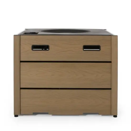 Archie Outdoor Square Fire Pit - Brown - Christopher Knight Home image {5}