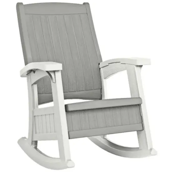Suncast Outdoor Lightweight Portable Rocking Chair with 7 Gallon In-Seat Storage, Porch, Patio, Deck Furniture, 375 Pound Capacity, Dove Gray (2 Pack) image {1}