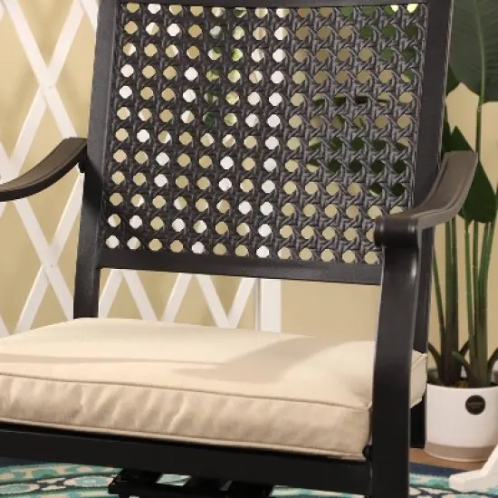 7pc Outdoor Dining Set with Swivel Chairs & Faux Wood/Metal Table with Umbrella Hole - Captiva Designs image {12}