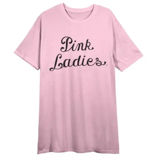 Grease Pink Ladies Logo Women's Pink Heather Night Shirt With Short Sleeves And Crew Neck image {2}