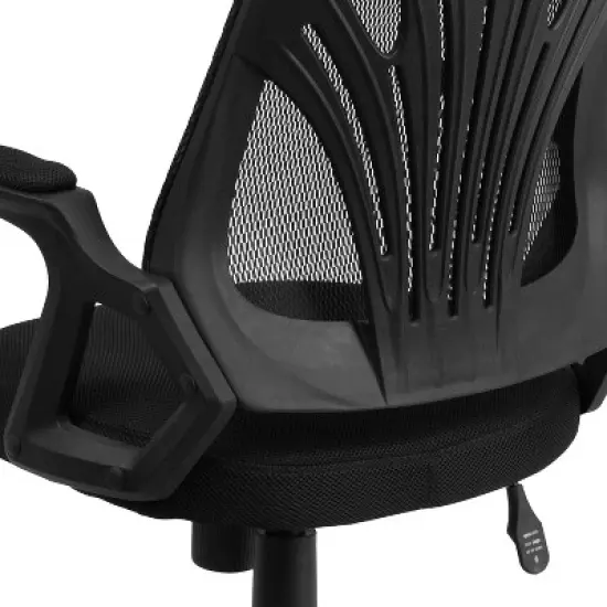 Flash Furniture Mid-Back Designer Black Mesh Swivel Task Office Chair with Open Arms image {4}