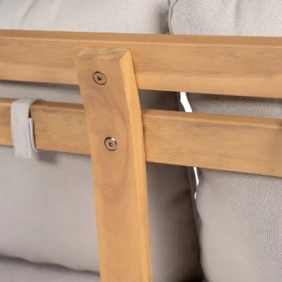 Christopher Knight Home Shane 50" Rustic Outdoor Acacia Wood Loveseat with Water-Resistant Cushion image {8}