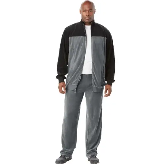 KingSize Men's Big & Tall Colorblock Velour Tracksuit image {4}