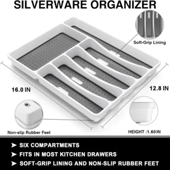 BRINJOY 49-Piece Silverware Set for 8 - Stainless Steel Flatware Set with Drawer Organizer image {3}