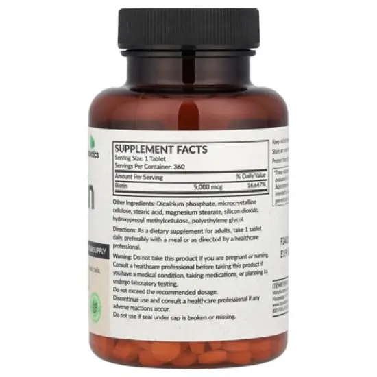 Futurebiotics Biotin , 5,000 mcg, 360 Vegetarian Tablets image {1}