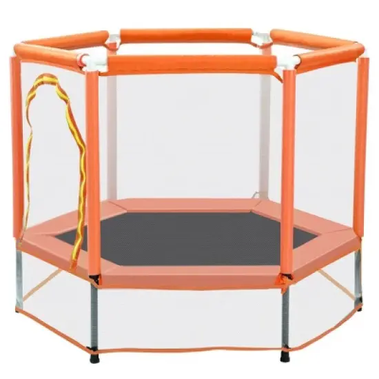 55'' Toddlers Trampoline with Safety Enclosure Net and Balls, Indoor Outdoor Mini Trampoline for Kids image {14}
