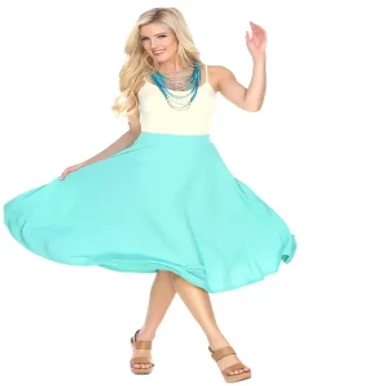 Women's Flared Midi Skirt with pockets - White Mark image {8}