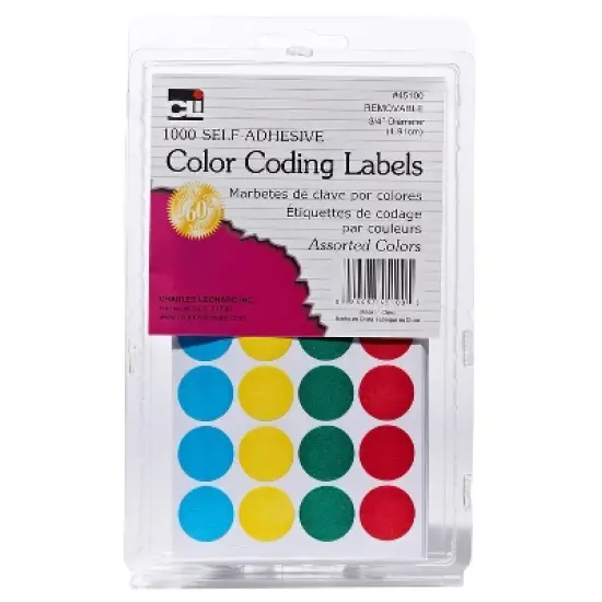 CLN 3/4" Color Coding Labels Assorted 1000 labels (CHL45100) image {1}