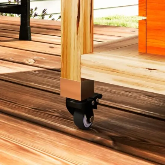 Outsunny Outdoor Grill Cart with Wheels and Storage Cabinet, Solid Wood Outdoor Kitchen Island with Stainless Steel Top, Natural Wood image {4}