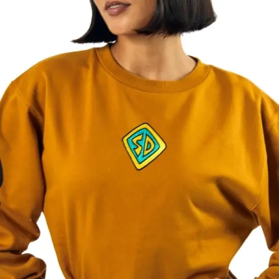 Scooby Doo Dog Tag & Spots Women's Brown Crew Neck Long Sleeve Oversized Fleece Sweatshirt image {3}