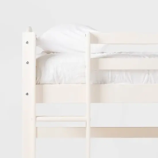 Twin Solid Pine Wood Low Loft Bed White - Saracina Home image {8}