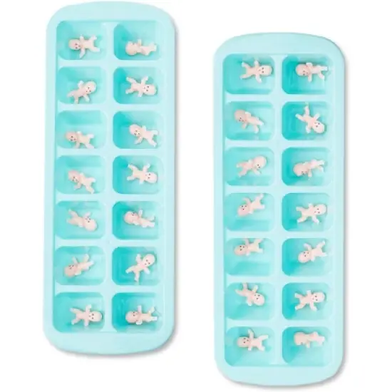 Blue Panda My Water Broke Baby Shower Game with 60 1-Inch Mini Plastic Babies, Girls and Boys, Includes 3 Ice Cube Trays and 1 Sign (Turquoise) image {4}