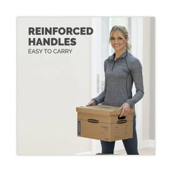 Bankers Box SmoothMove Classic Moving/Storage Box Kit, Half Slotted Container (HSC), Assorted Sizes: (8) Small, (4) Med, Brown/Blue,12/CT image {4}