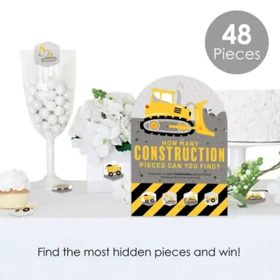 Big Dot of Happiness Dig It - Construction Party Zone - Baby Shower or Birthday Party Scavenger Hunt - 1 Stand and 48 Game Pieces - Hide and Find Game image {1}