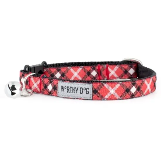 The Worthy Dog Bias Plaid Breakaway Adjustable Cat Collar image {1}