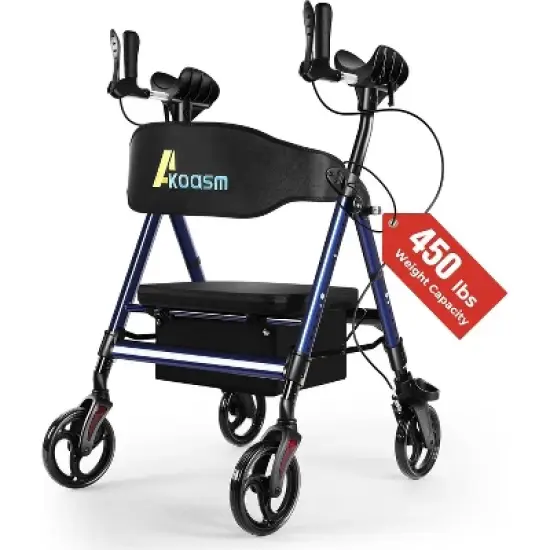 JUJABU Heavy-Duty Foldable Upright Rollator Walker for Seniors with Padded Seat, Adjustable Handles and All-Terrain Wheels image {8}