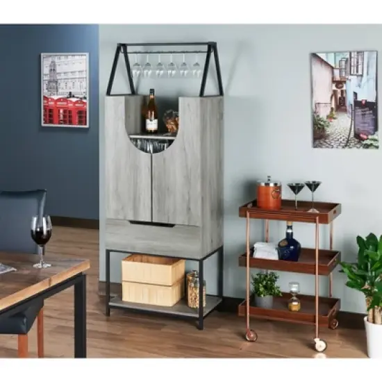 Meluse Multi Storage Wine Cabinet Vintage Gray - HOMES: Inside + Out image {6}