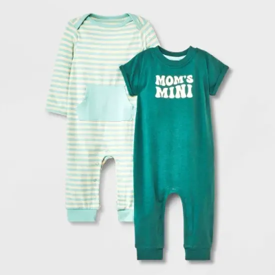 Baby 2pk Mama Romper Set - Cat & Jack&trade; Turquoise Green image {5}