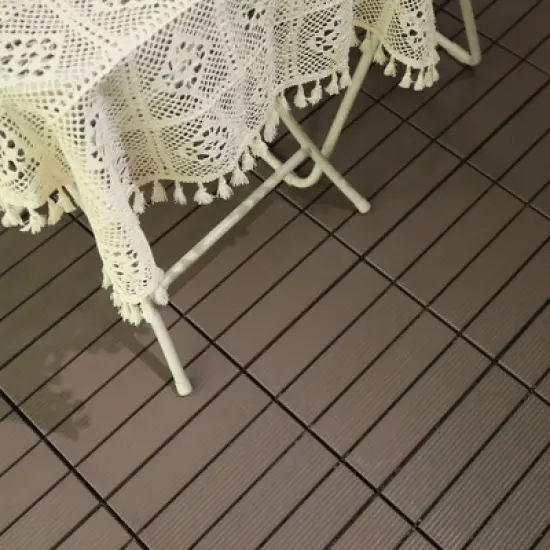 Courtyard Casual Plastic Deck Tiles Chocolate Color Pack of 9 image {2}