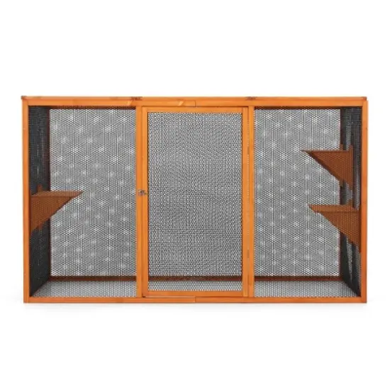 FURNIinspire Pet Crates and Houses,  Removable Cat Cage, A Waterproof Roof and Three Jumping Platforms, Adjustable, Orange, 70.9"*31.5"*42.5" image {5}