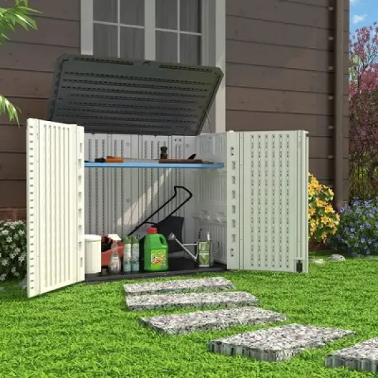 4.16 ft. W x 2.41 ft. D Durable Resin Storage Shed, Weather-Resistant Outdoor Storage Cabinet for Home, Patio and Garage image {1}